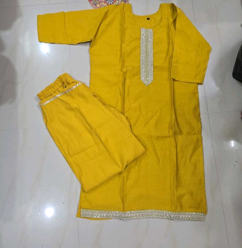 XXL Yellow Kurta with Pants