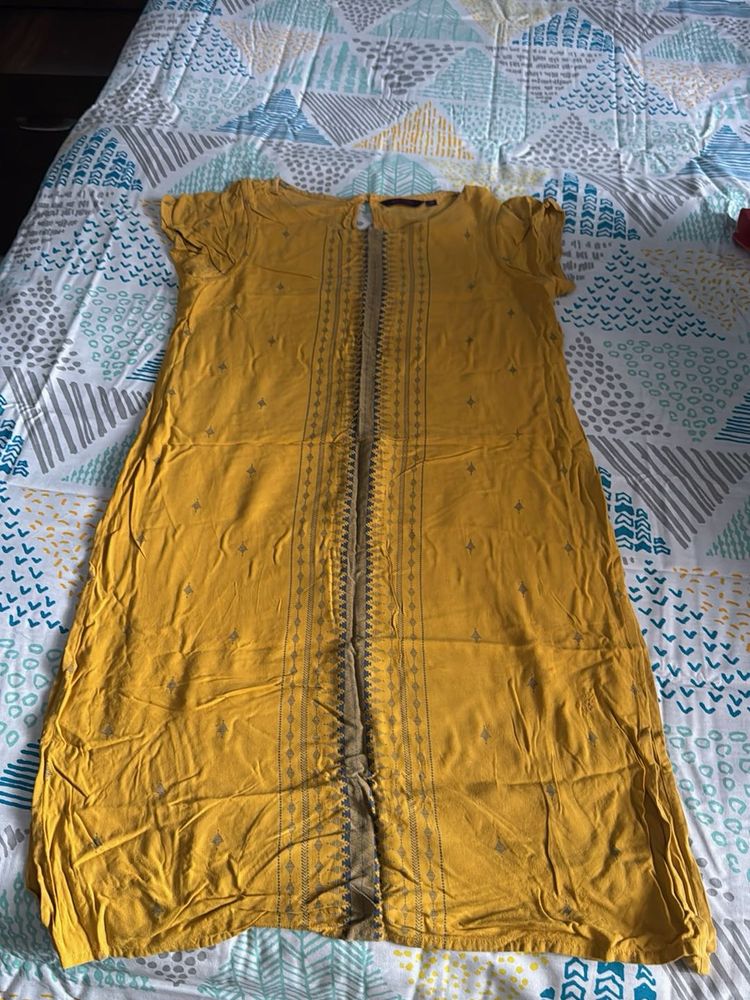 Yellow printed Kurta