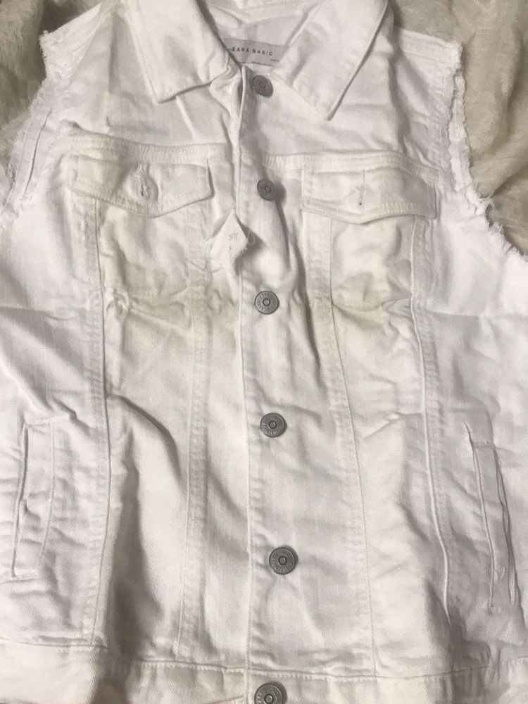 Zara White Denim Vest