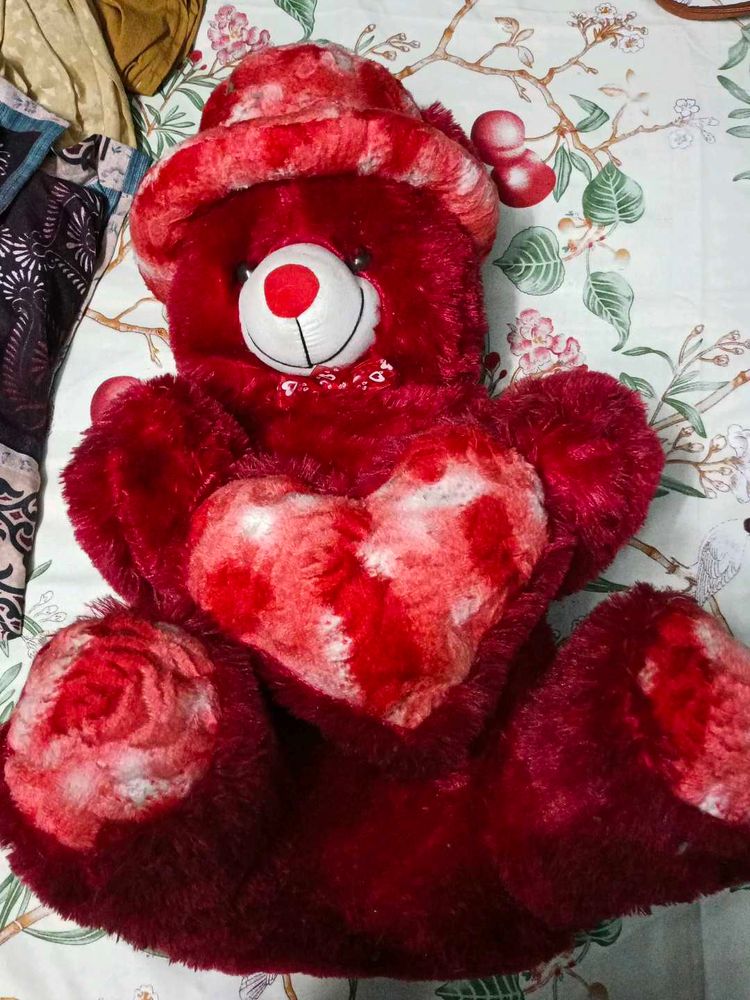 Big Red Teddy Bear with Heart