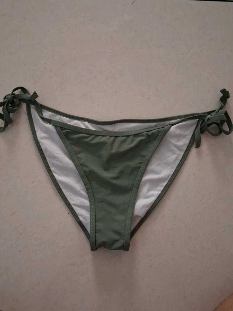 Olive Green Tie-Side Bikini Bottom