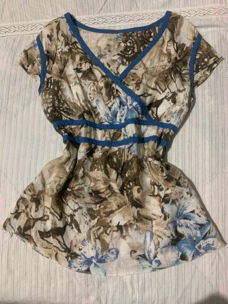 Floral Print Wrap Top