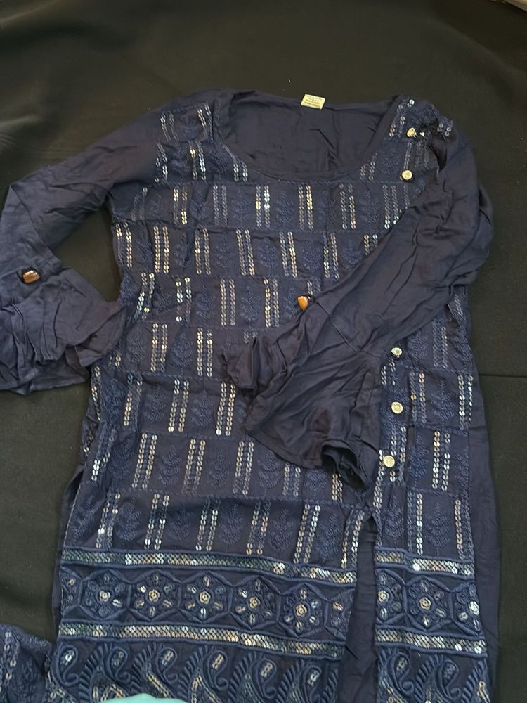Stylish Blue Sequin Kurta Set