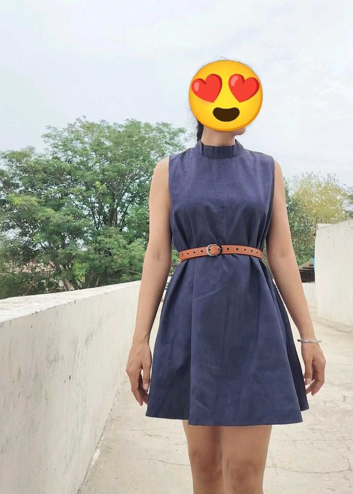 Chic Navy Blue Sleeveless Dress