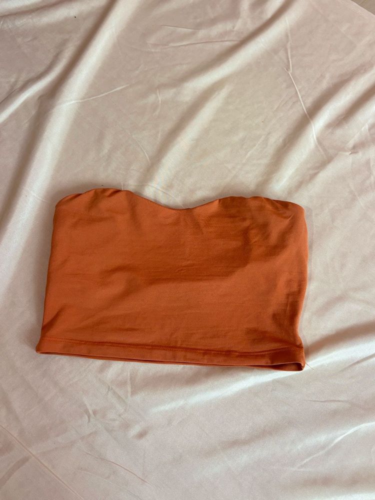Orange Strapless Tube Top