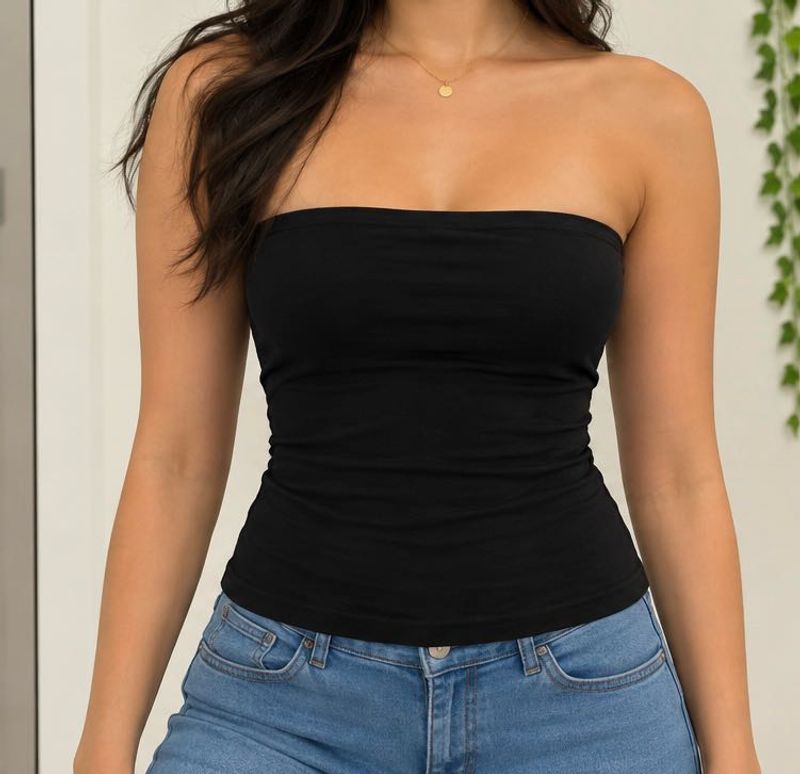 Black Strapless Tube Top