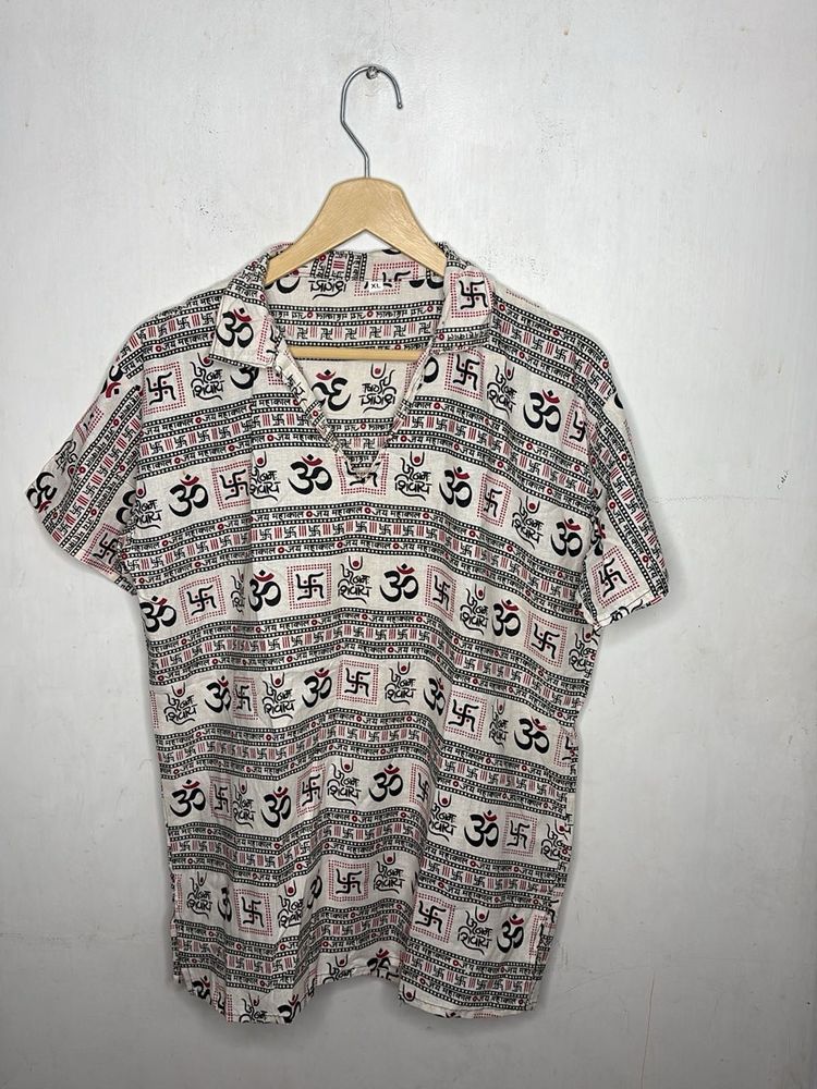 Unique Om &amp; Swastika Print Men's Shirt