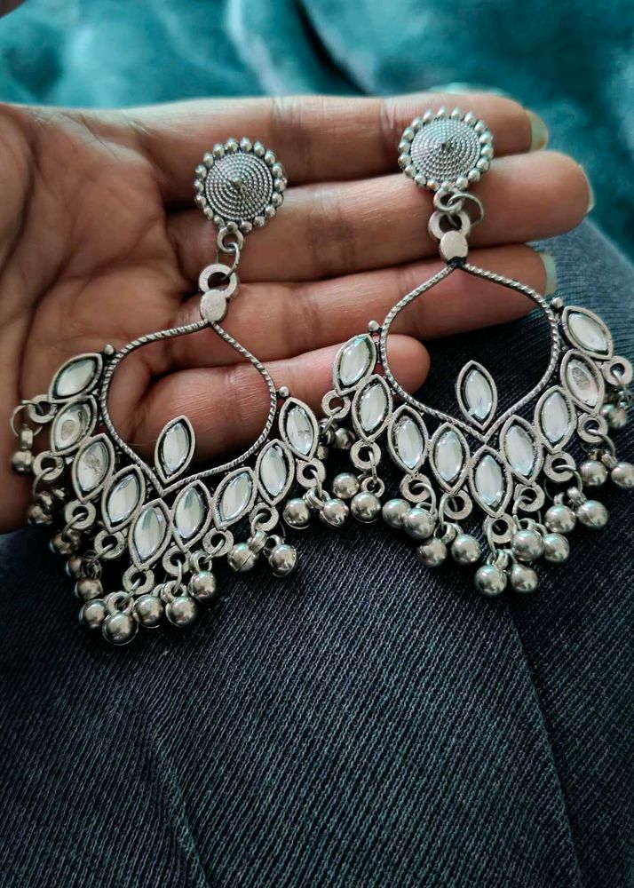 Silver Oxidized Statement Earrings