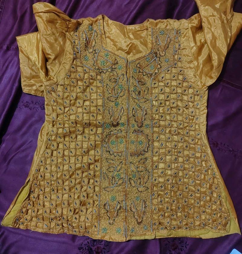 Y2k Embellished orange mustard Kurta
