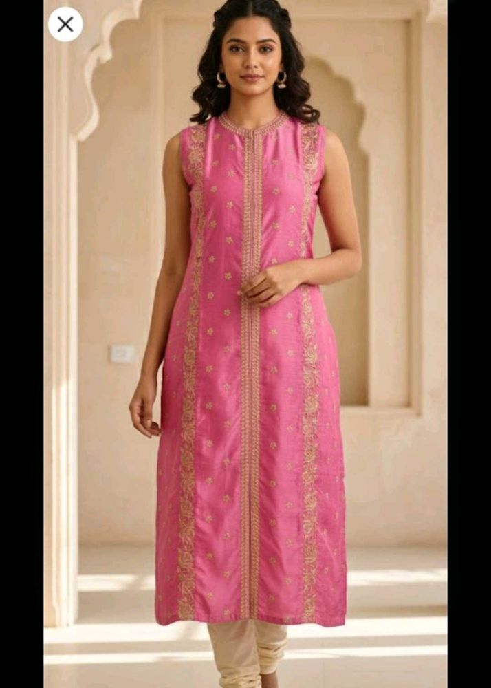 Pink Embroidered Kurta