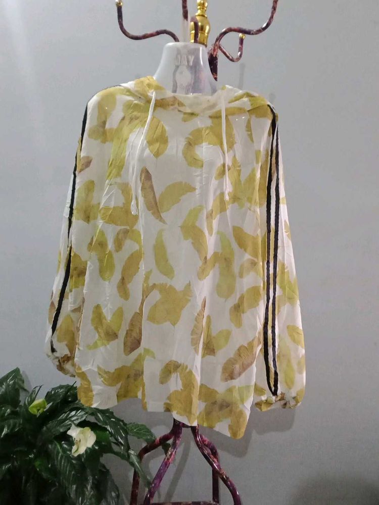 Leaf Print Hoodie Tunic
