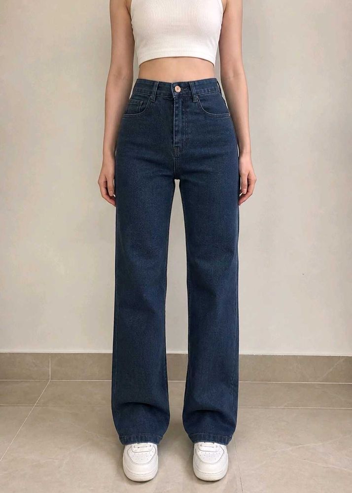 Wide Leg Jeans/ straight fit jeans (dark wash)