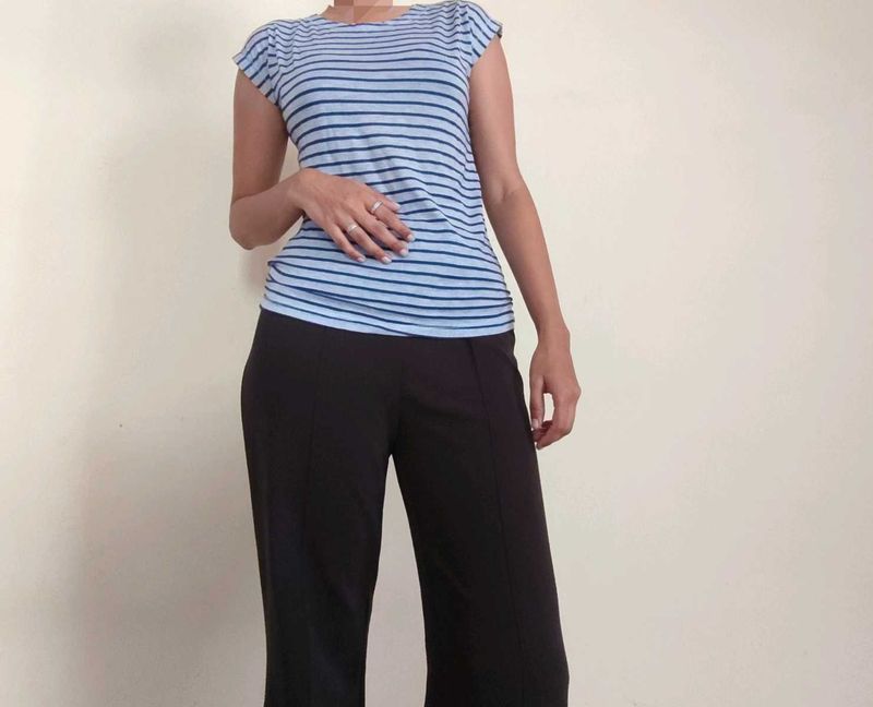 Classic Blue &amp; Navy Striped T-Shirt 100%Cotton