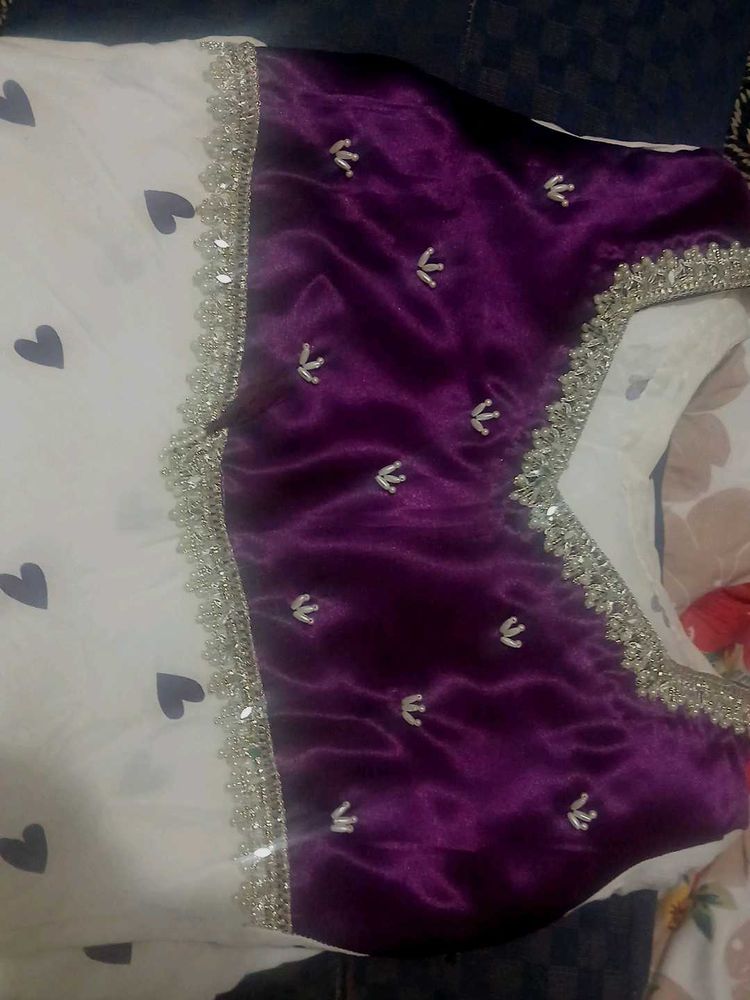 Women Purple White Designer Anarkali Kurti Velvet