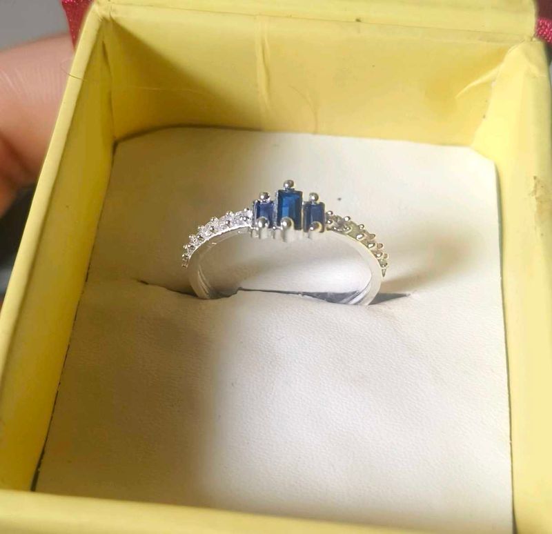 Elegant Silver Ring with Blue Stones