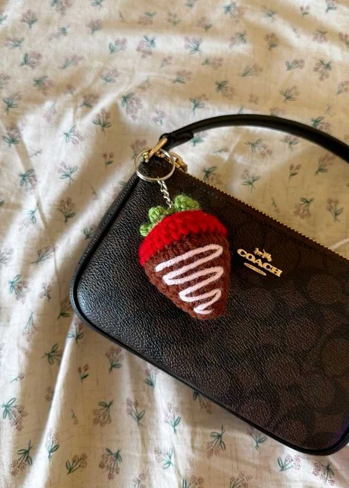 Handmade Crochet Strawberry Keychain🍓