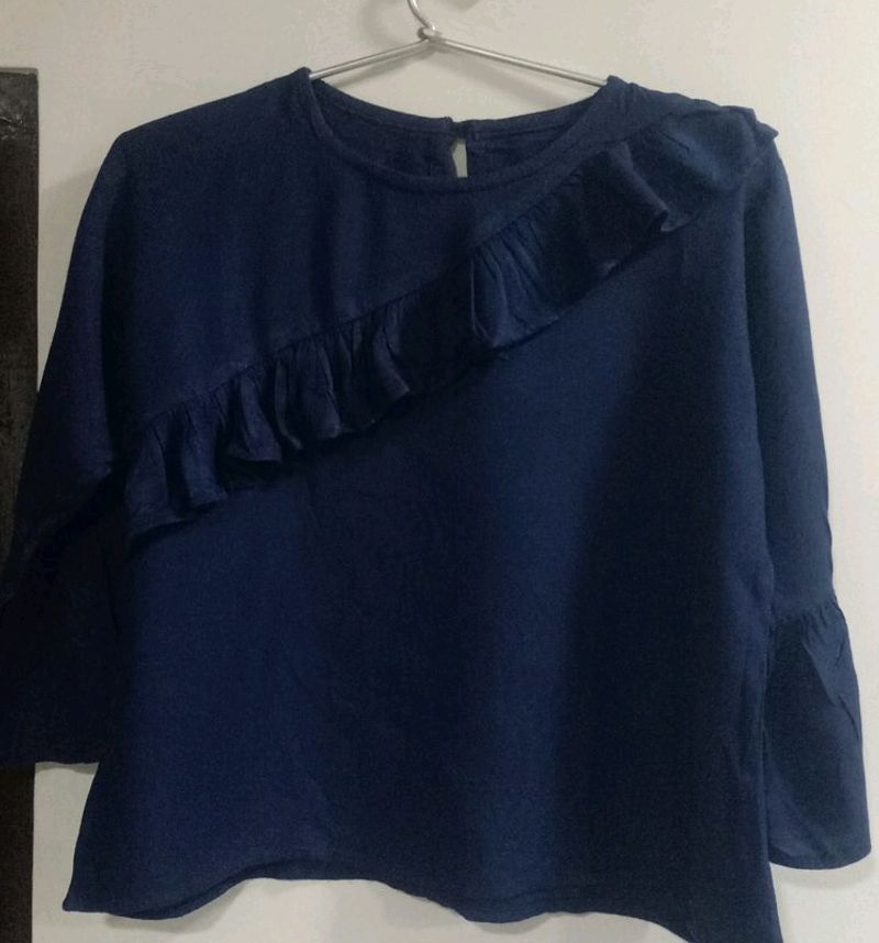 Dark Blue Colour Crop Top