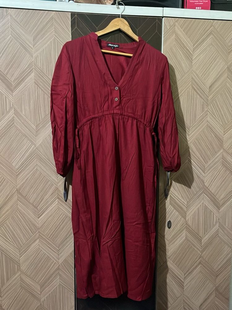 Maroon Midi Dress
