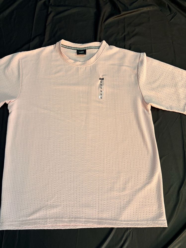 Men's Pink Textured T-Shirt