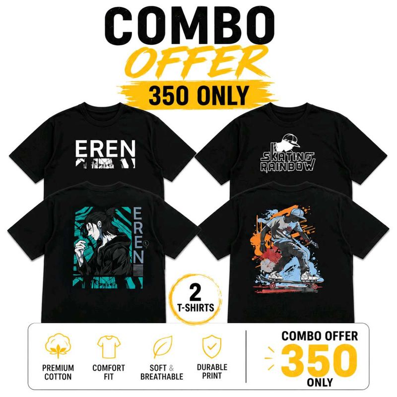 Anime Graphic T-Shirt Combo Offer