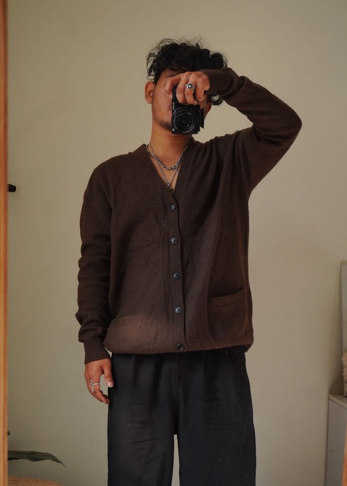 Uniqlo Brown Knit Cardigan Sweater
