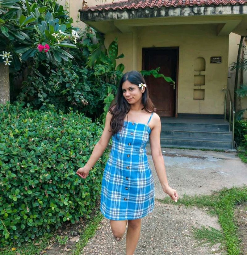 Blue Plaid Summer Dress