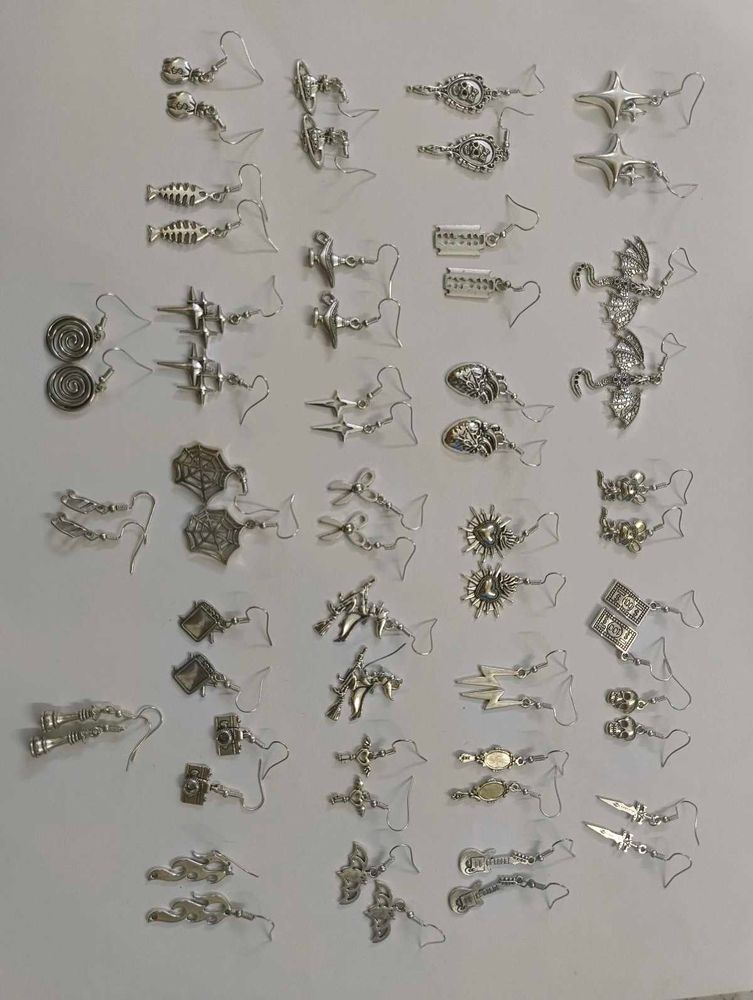 Assorted Silver-Tone Dangle Earrings Set