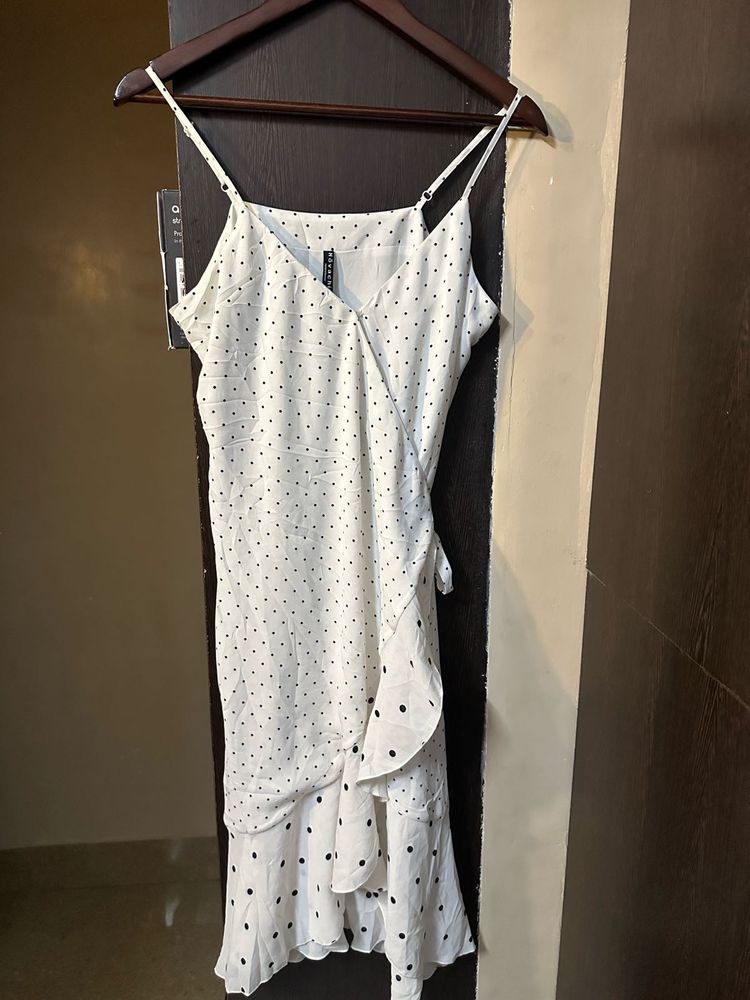 White Polka Dot Wrap Dress