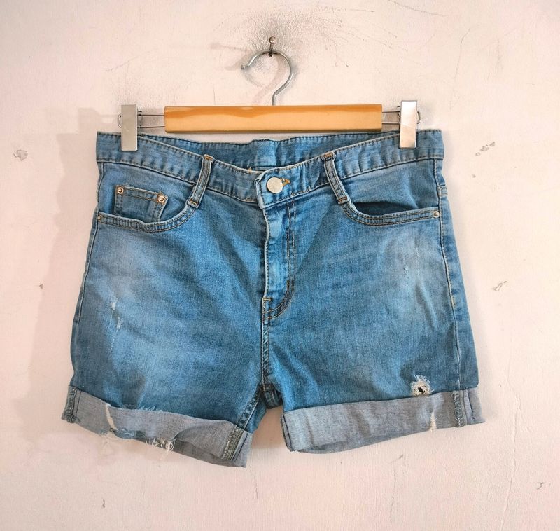 Blue Torn Shorts (Women's)
