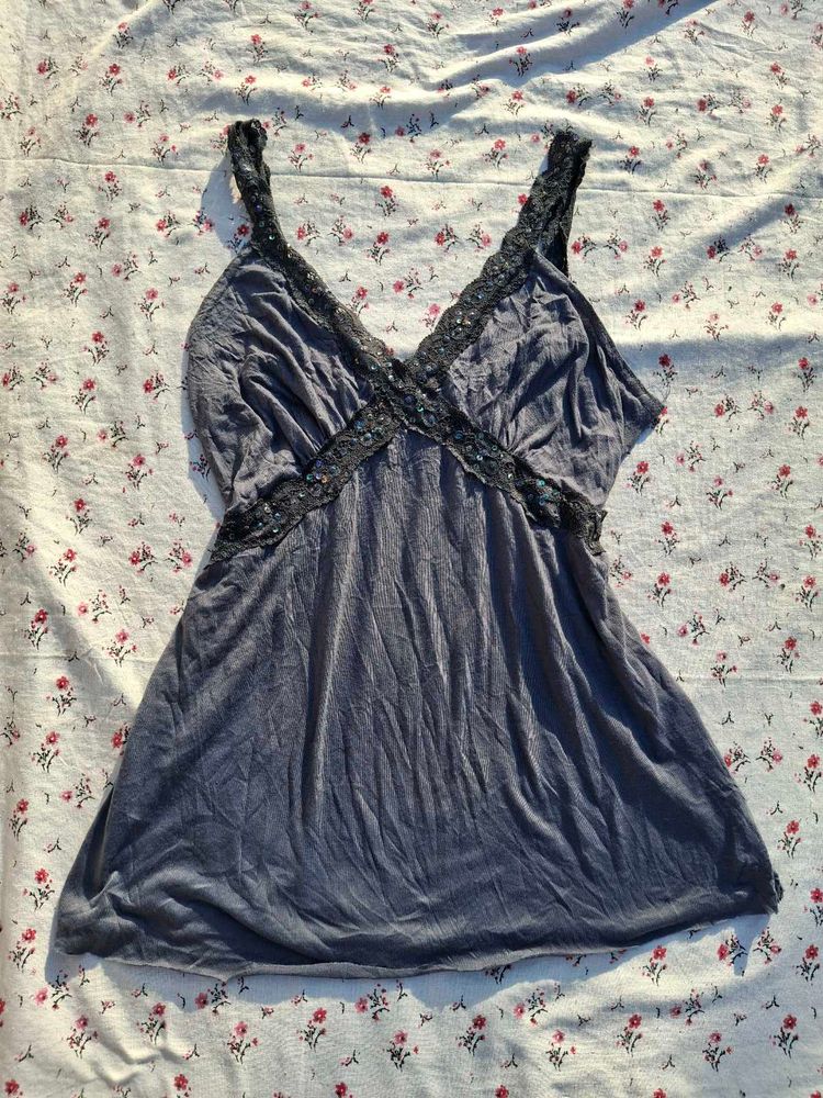 Sparkly Lace Trim Cami Top