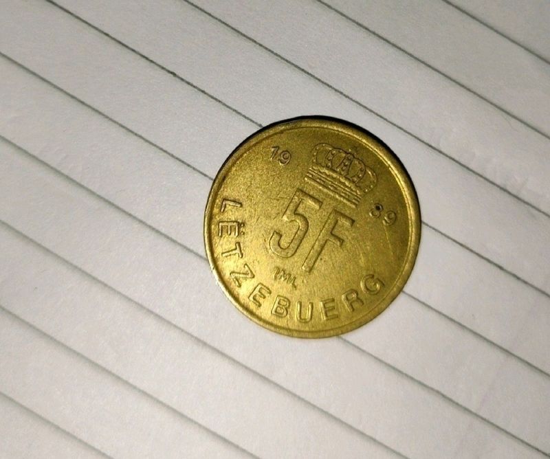 Vintage Luxembourg 5 Franc Coin