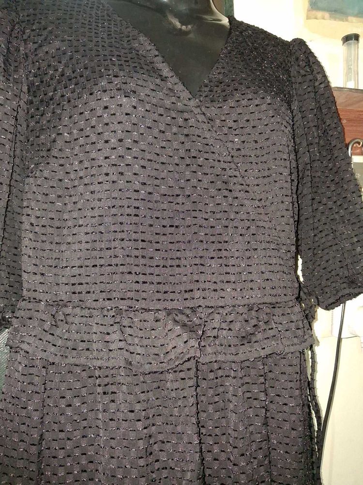Elegant Black Textured Gown