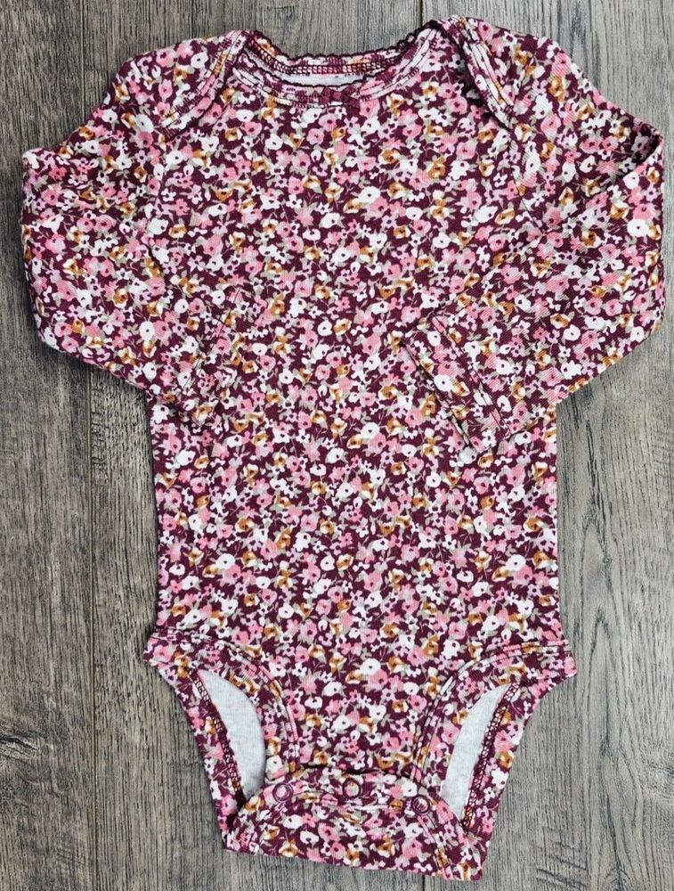 carter’s branded Floral Long Sleeve Baby Bodysuit