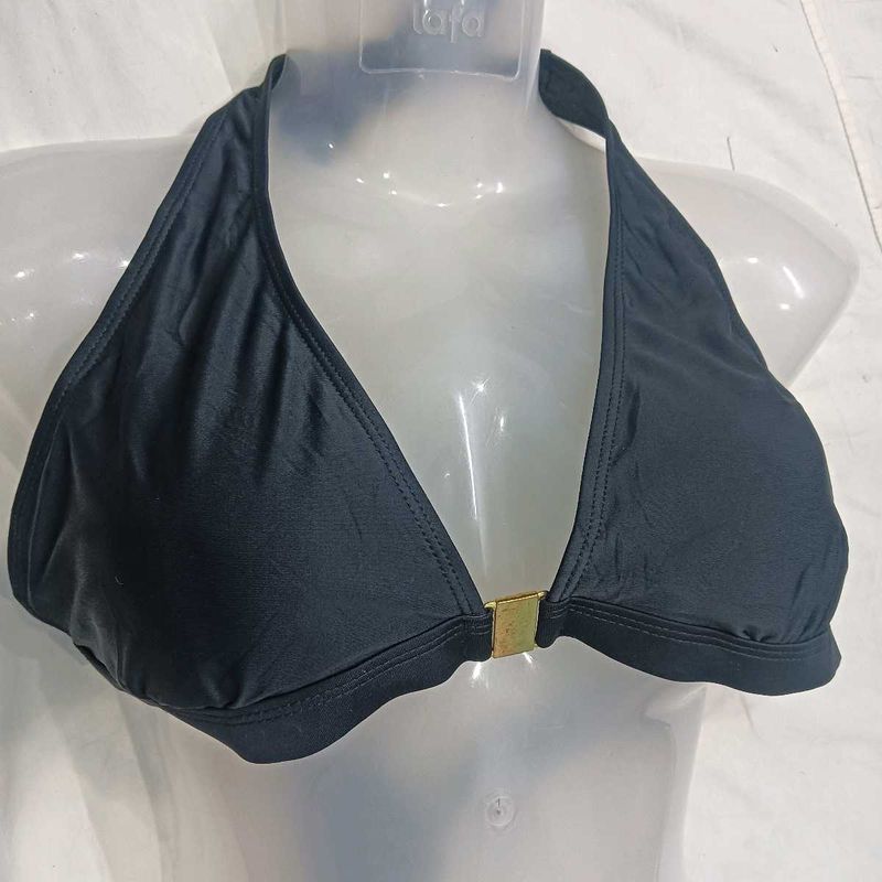 Black Halter 🪔Bikini Top with Gold Detail