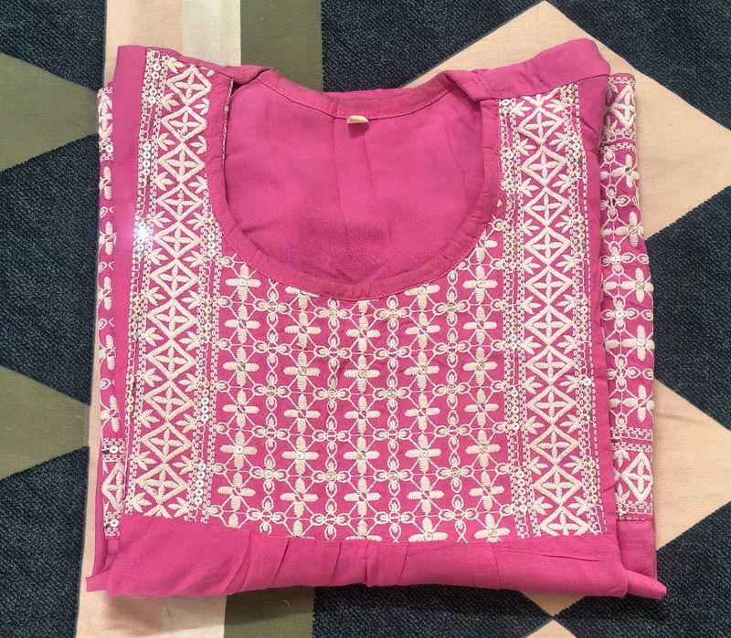 Pink Embroidered Kurta