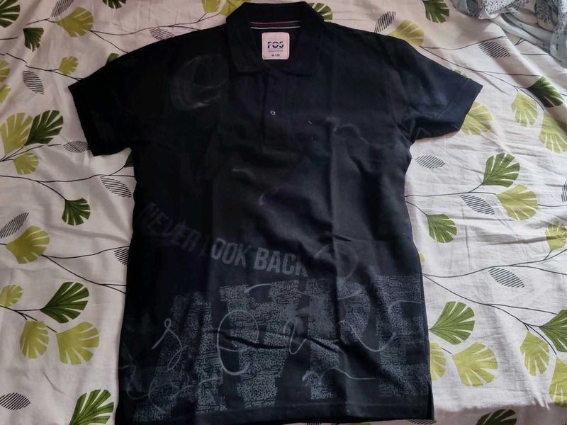 Men's Black Graphic Polo T-Shirt