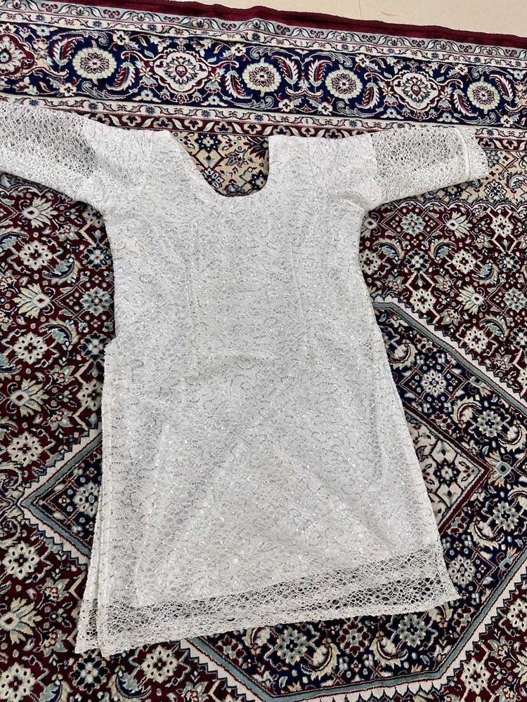 Elegant White Sequined Kurta