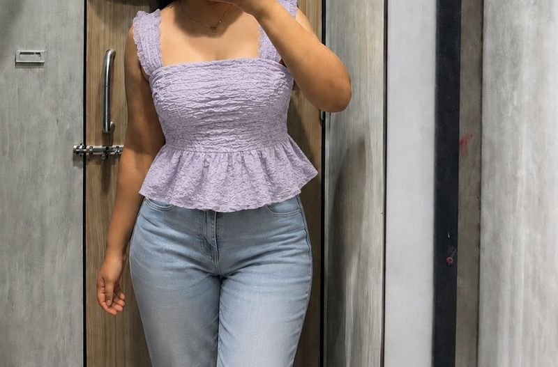 Lavender Smocked Peplum Top