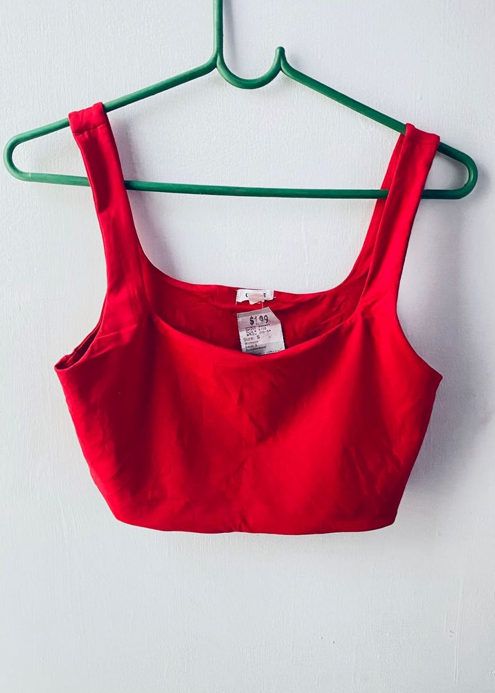Red Cropped Tank Top