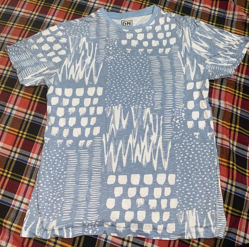Light Blue Graphic Print T-Shirt