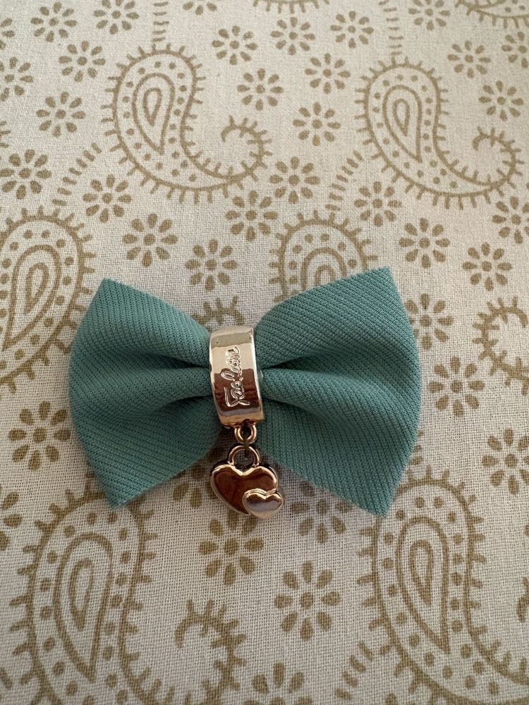 Cute Bow Hair Clip with Heart Charm