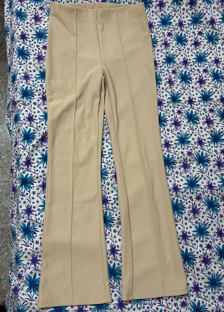 Beige Flared Trousers by Max