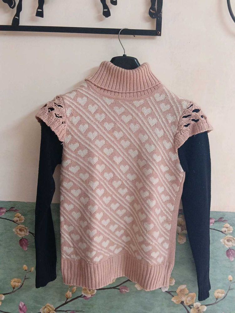 High Neck Knitted long Sleeve Sweater Top