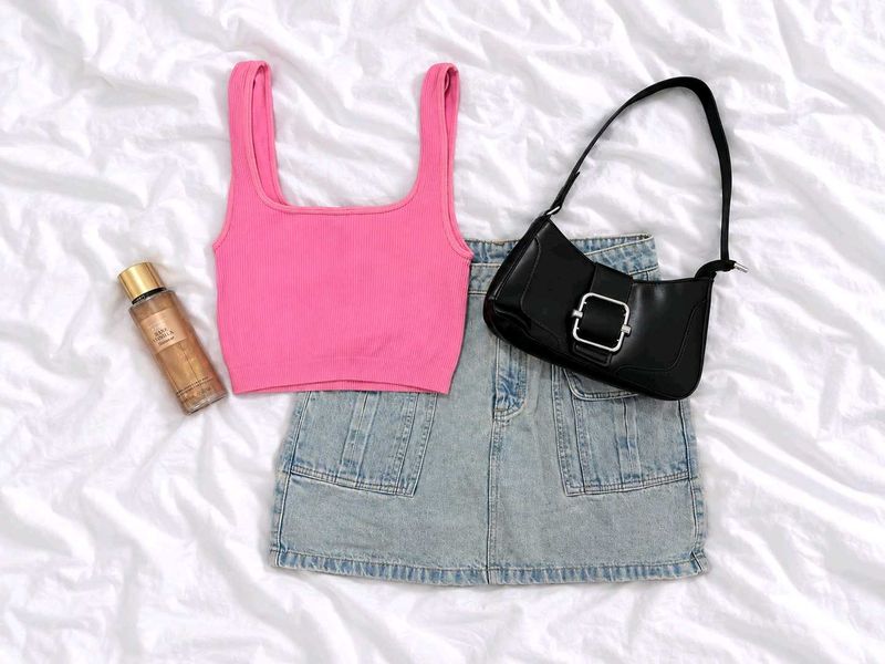 Pink Ribbed Tank Top