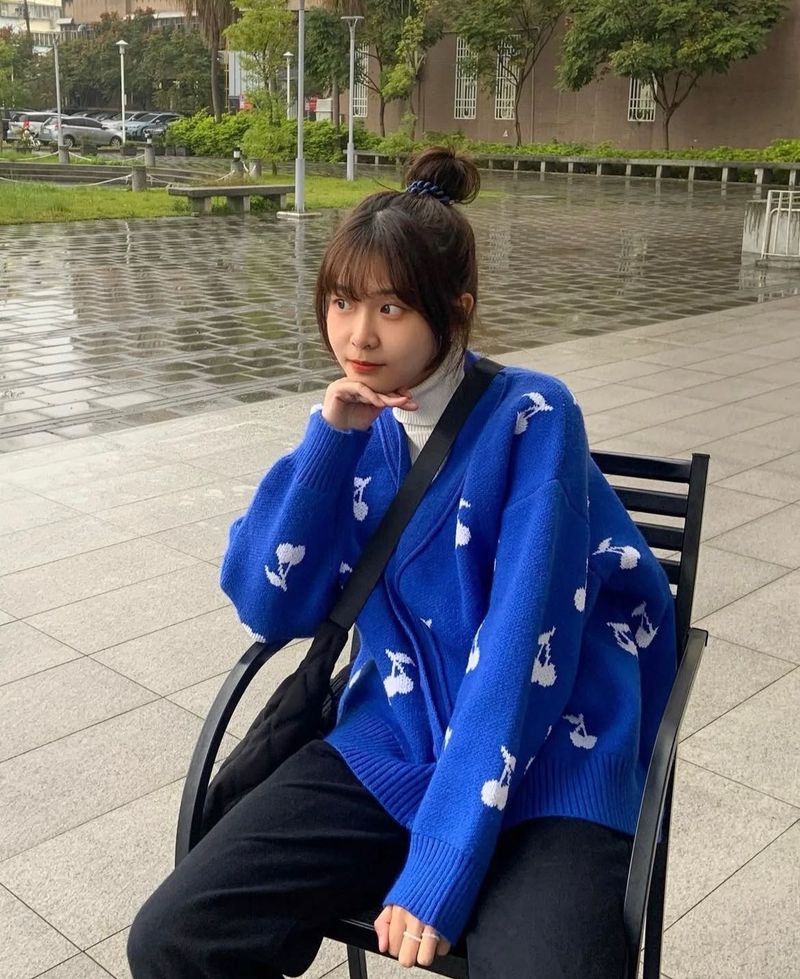 Blue cardigan
