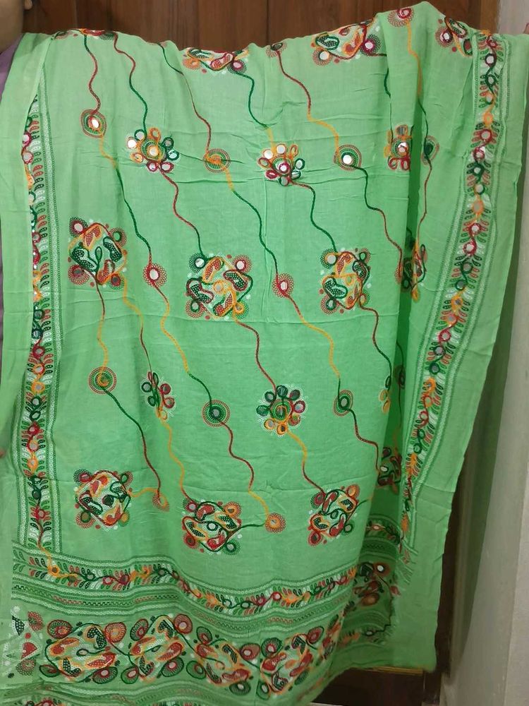 Embroidered Dupatta with Mirror Work (pure cotton)