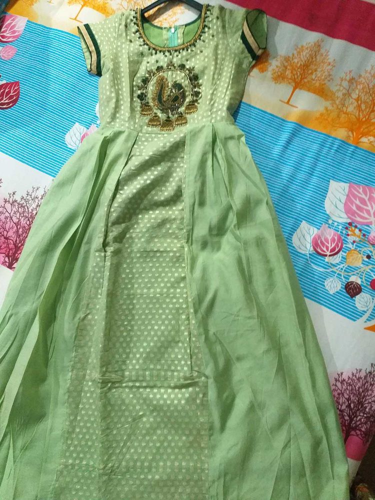 Mint Green Embellished Anarkali Kurta