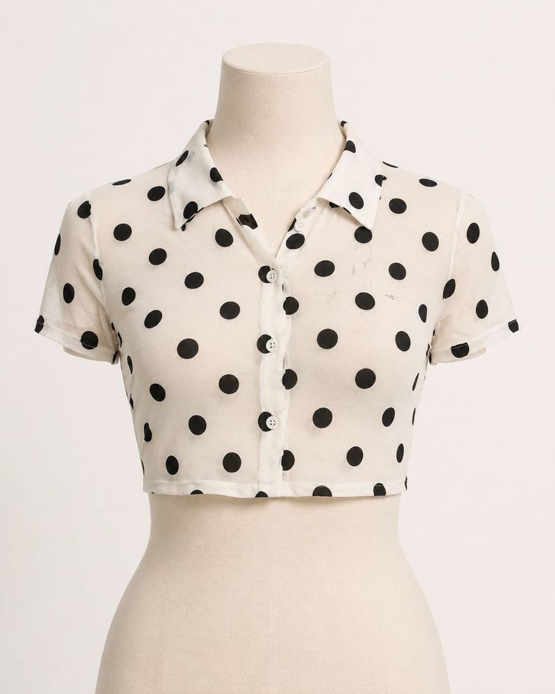 Sheer Polka Dot Crop Shirt