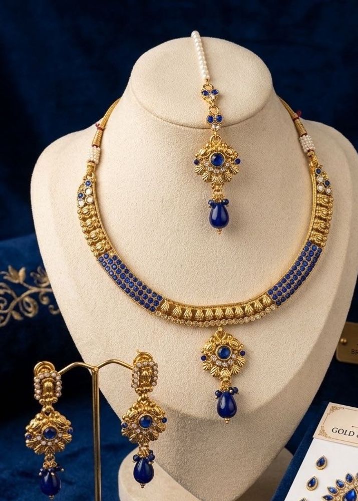 Unused copper Stunning Gold &amp; Blue Jewellery Set