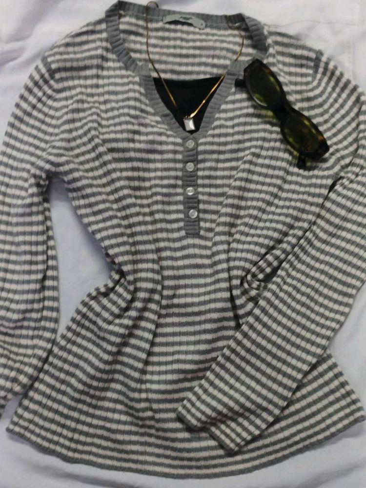 Y2K Elena Gilbert Striped Henley Top